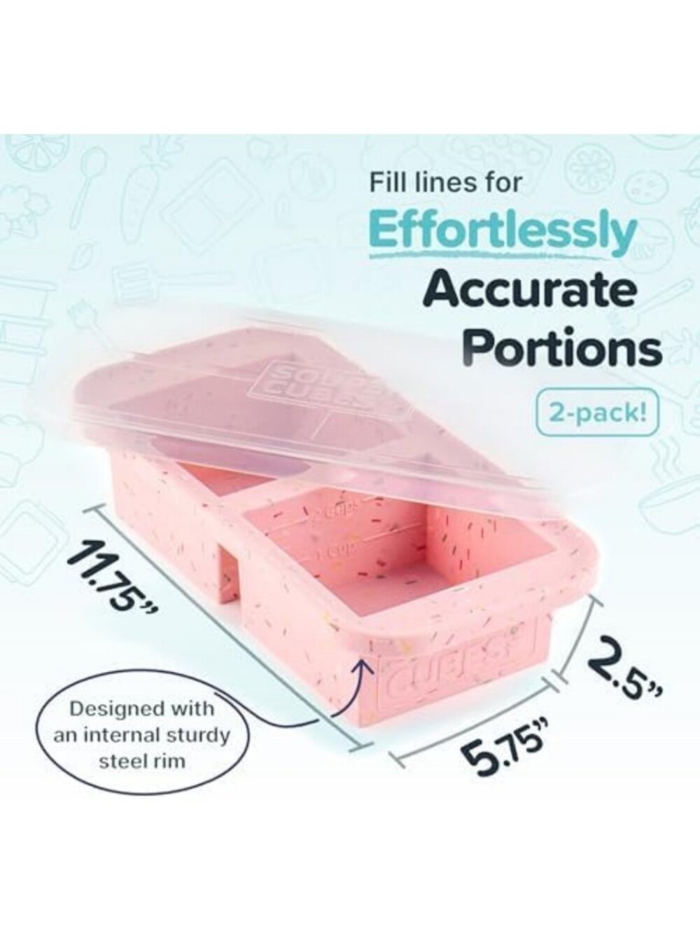 Silicone Food Freezer Mold - 2 Cup Portion Control, Cotton Candy - 2-Pack - Picture 2 of 5